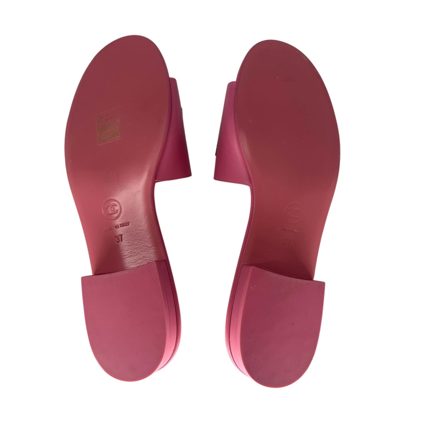 Chanel Leather Logo Accent Slides Mules