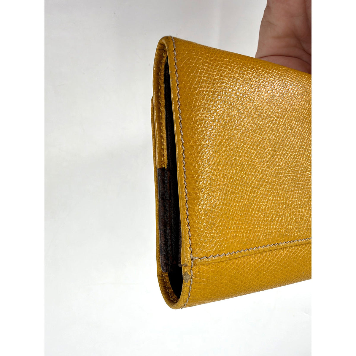 Loewe Anagram Grained Leather Long Flap Wallet Mustard Yellow