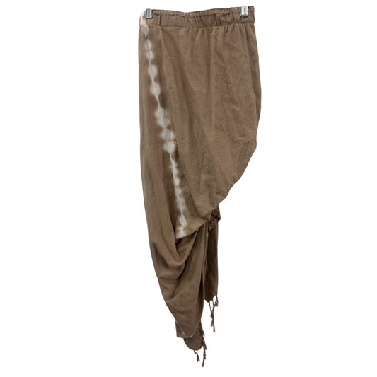 Just Bee Queen Brown Cotton Ruffle Accent High-Low Midi Skirt Women's