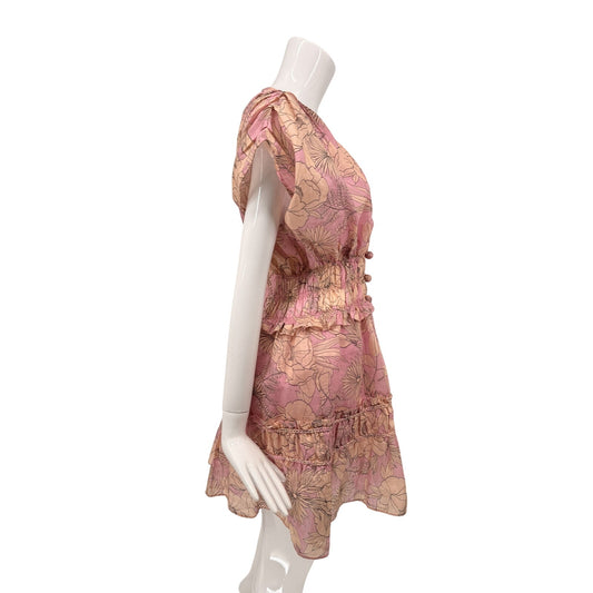 Alexis Linen Blend Ruth Floral V-Neck Mini Dress