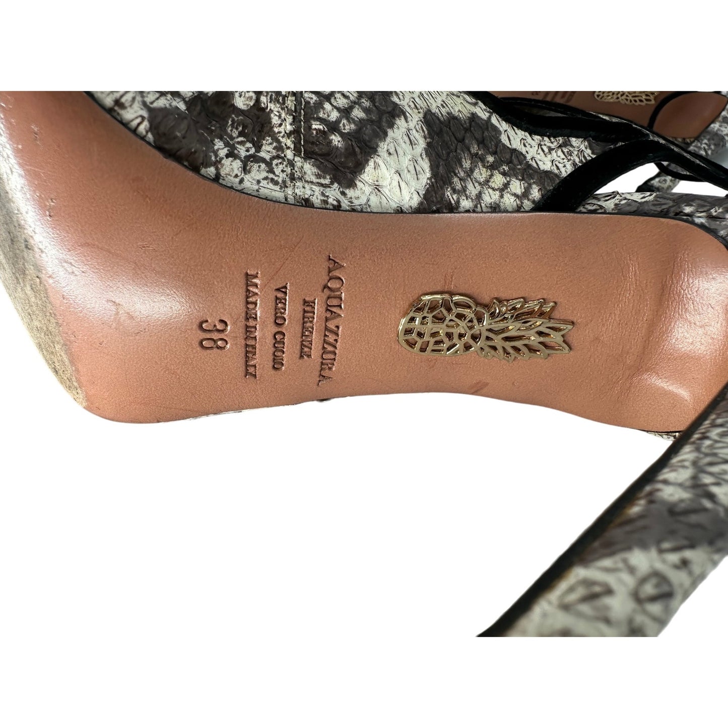 Aquazzura Leather Snake Print Sexy Thing 105 Pumps Heels