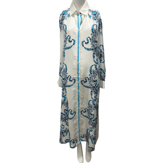 Cynthia Rowley Silk Floral Print Marseille Maxi Shirt Dress