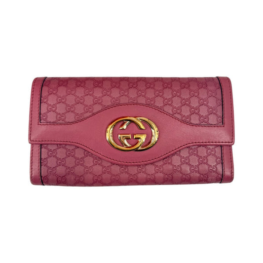 Gucci Microguccissima Embossed Leather Continental Wallet Pink Women's OS