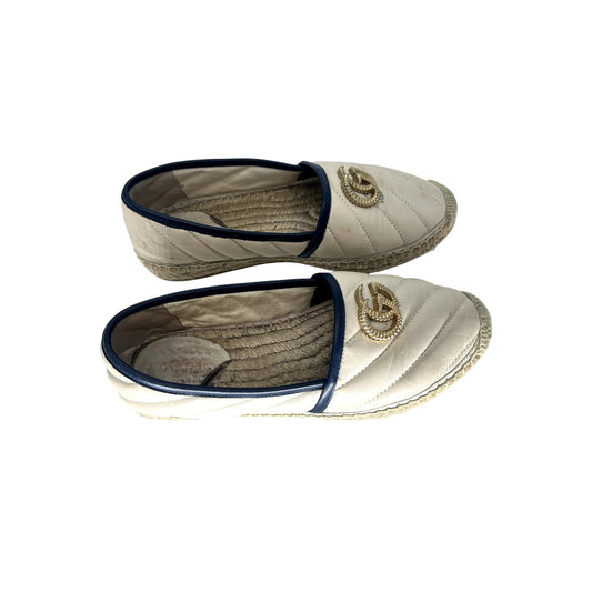 Gucci Leather Quilted GG Logo Espadrille Flats