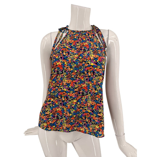 Rebecca Taylor Silk Confetti Floral Halter Top