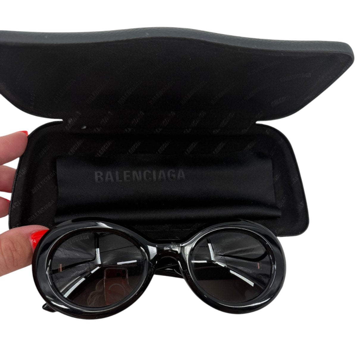 Balenciaga Acetate Round Frame Sunglasses Black