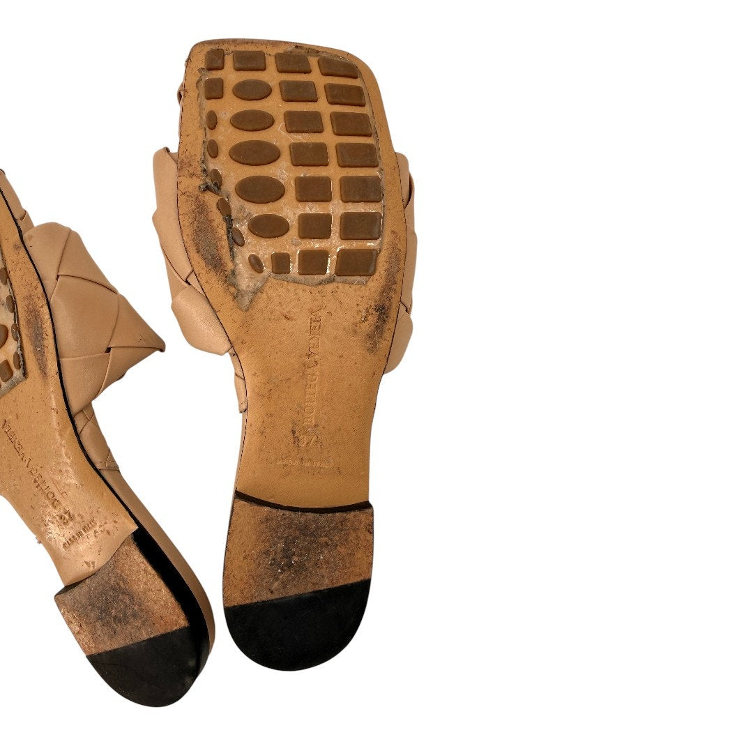 Bottega Veneta Lido Intrecciato Leather Flat Slide Sandals