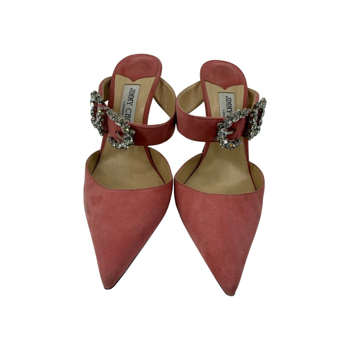 Jimmy Choo Smokey 100 Crystal Buckle Suede Mules