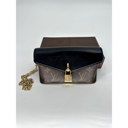 Louis Vuitton Leather Canvas Monogram Padlock On Strap Crossbody Bag