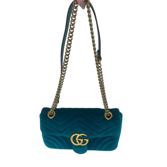 Gucci Velvet Quilted GG Marmont Chain Crossbody Bag