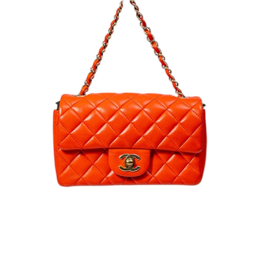 Chanel Leather Quilted Interlocking CC Logo Classic Flap Small Shoulder Bag
