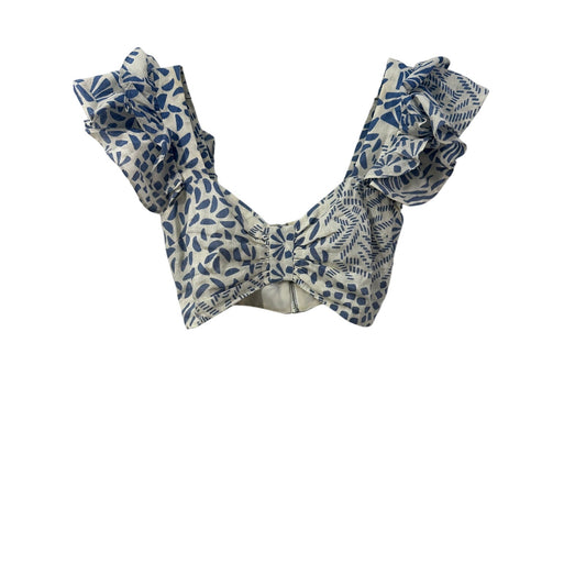 ALEXIS Blue & White Printed Crop Top and Wide Leg Pants Set