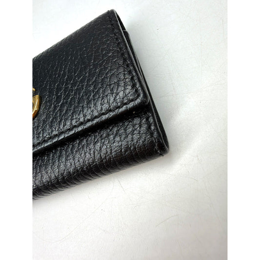 Gucci GG Marmont Pebbled Leather Mini Wallet Key Case Black