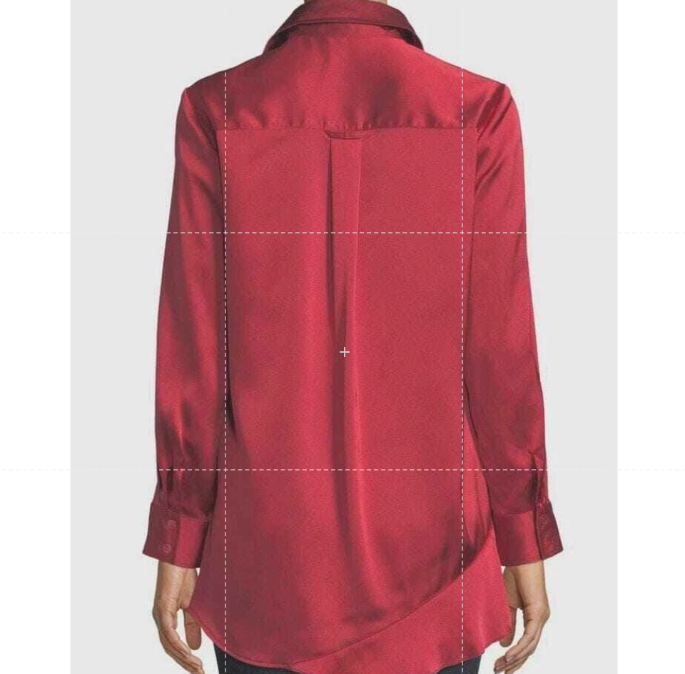 Finley Jenna Satin Ruffle Accent Long Sleeve Button Up Blouse Red Women's Size L