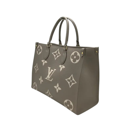 Louis Vuitton On-The-Go Tote Bag Tourterelle/Crème Empreinte Leather Monogram
