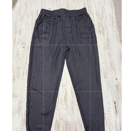 Krisa Crocodile Print Drawstring Straight Pants Black Women's Size M