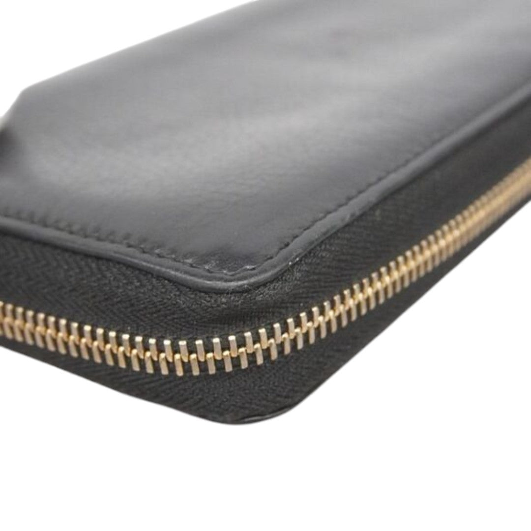 Gucci Soho Leather Embossed Logo Zip-Around with Tassel Long Wallet Black