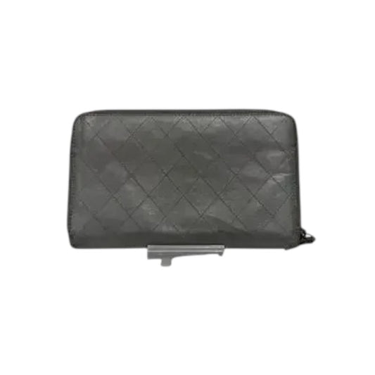 Chanel Quilted Lambskin CC Logo Accent Zip Around Wallet Silver