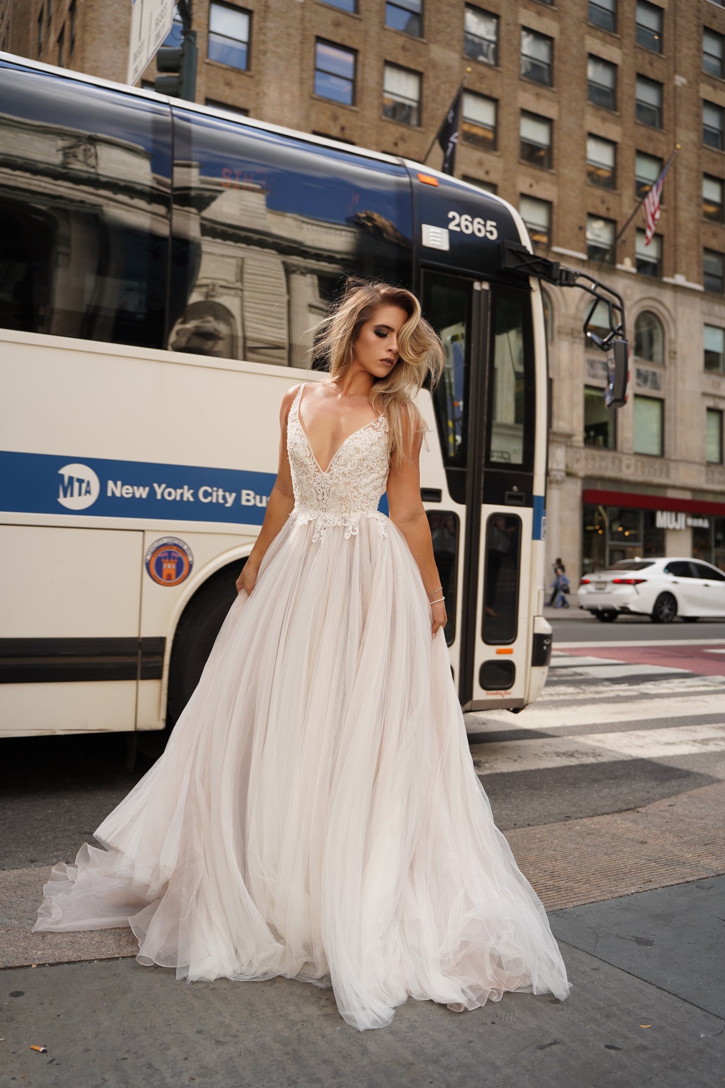 Donata by Rosa Clará Lace Beaded Tulle A-Line Wedding Dress Ivory