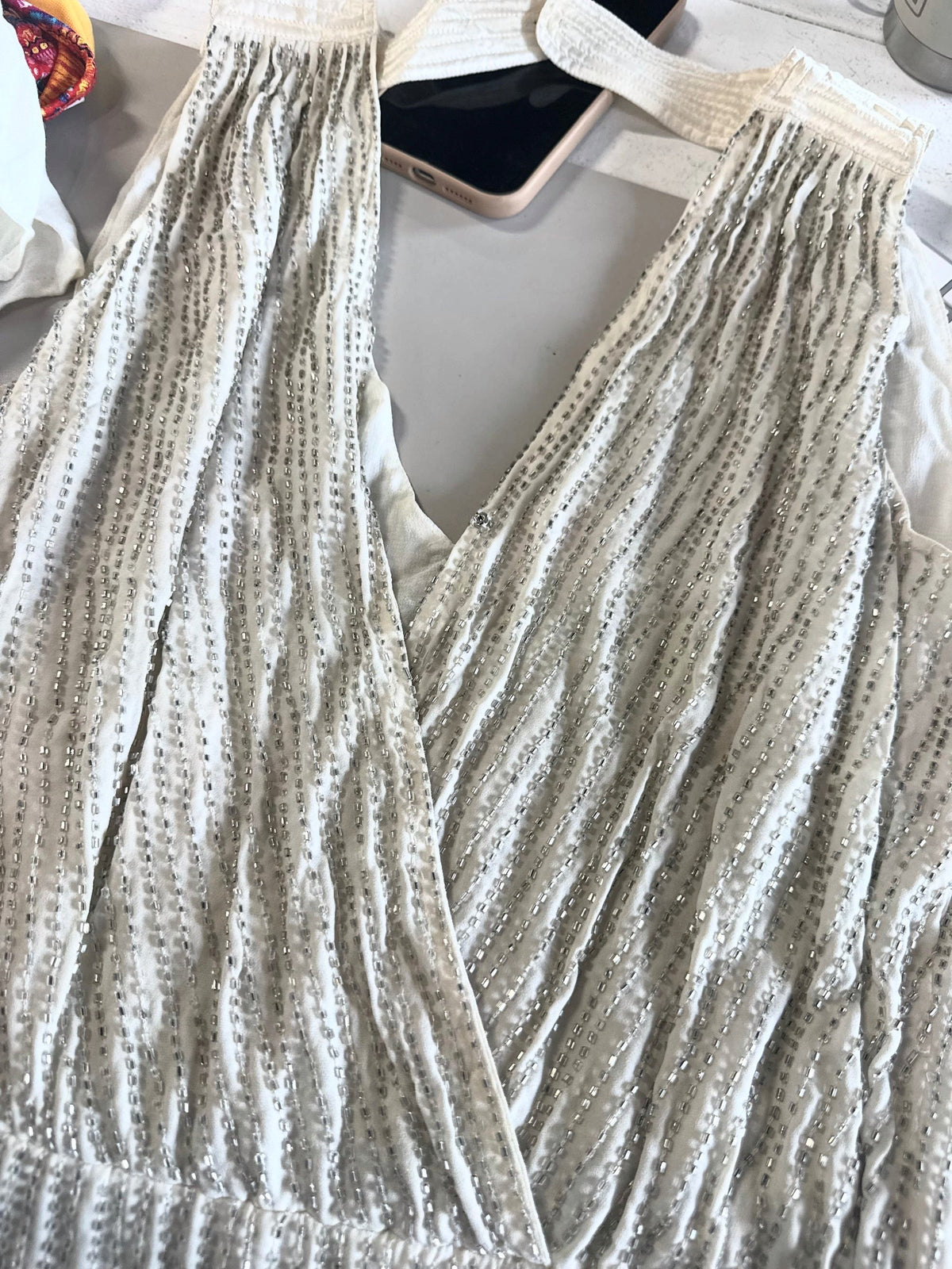 Parker beaded ivory silk blouse