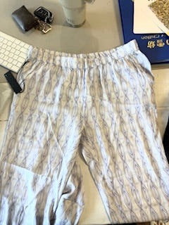 Joe's Vivian Silk Straight Pants White Violet Geometric Women's Size S