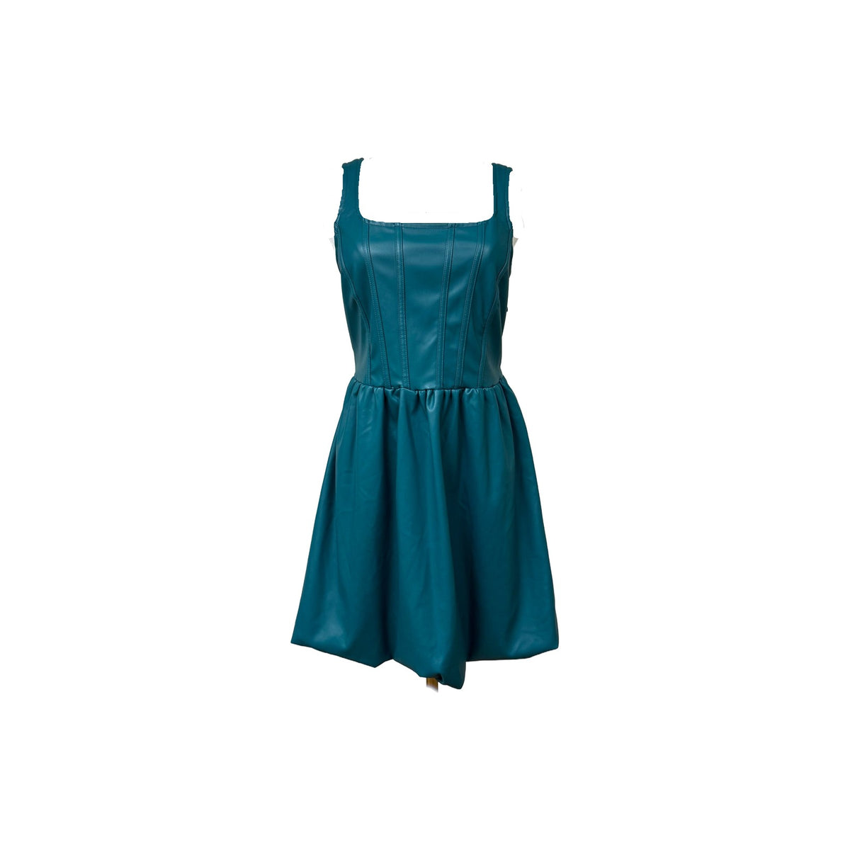 Sincerely Jules Faux Leather Square Neck Corset Bustier Mini Dress Green Size M