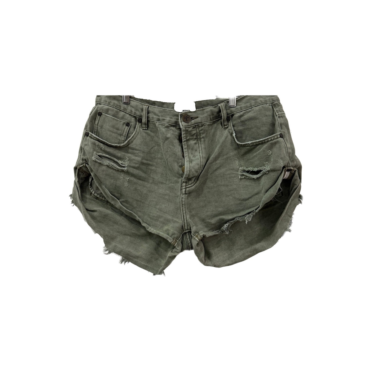 One Teaspoon Bandit Low Waist Distressed Denim Shorts Khaki Women's Size 34
