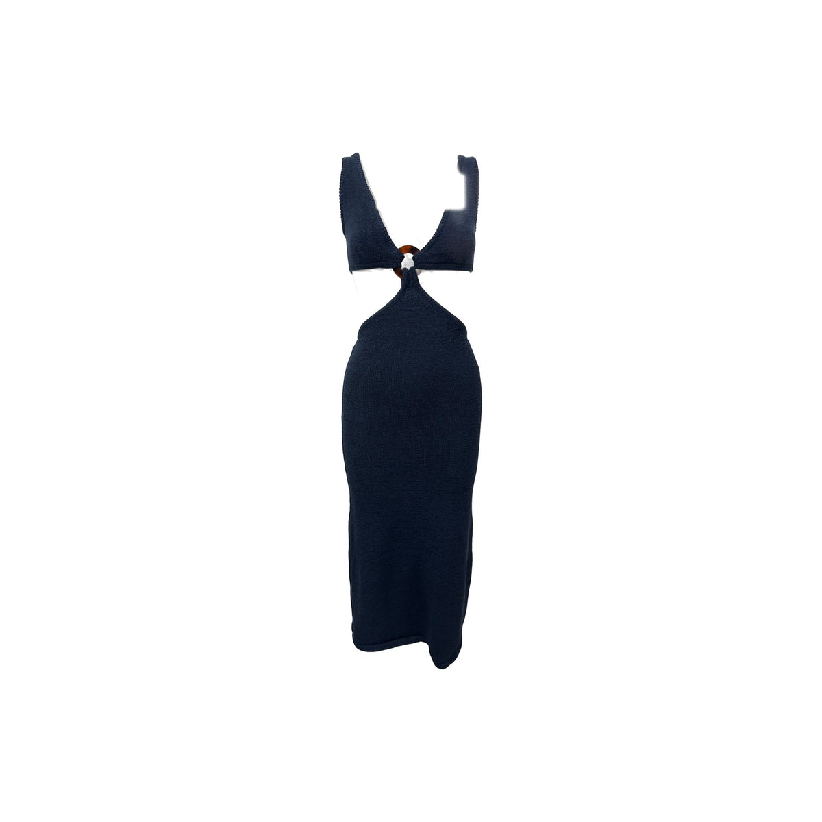 Cult Gaia Cotton Knit V-Neck Sleeveless Cut-Out Bank Midi Dress Blue Size XS