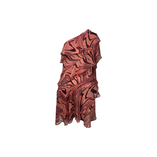 Misa Los Angeles Selena Ruffle Tiered One-Shoulder Mini Dress Pink Size XS