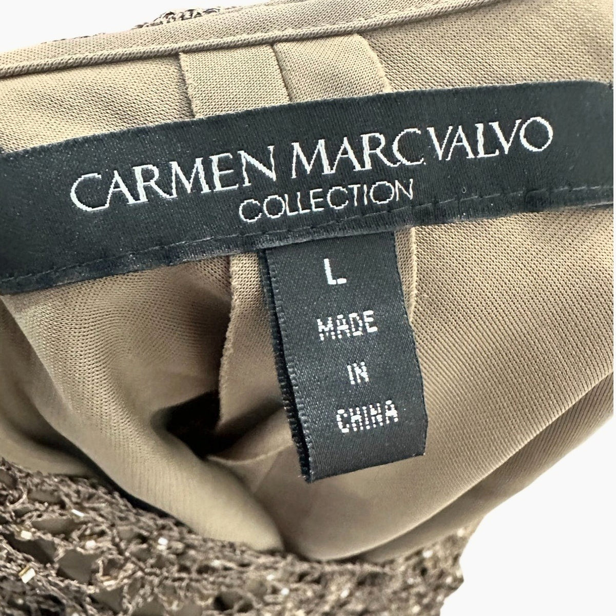 Carmen Marc Valvo Collection Maxi Dress Crochet Lace Cardigan Set