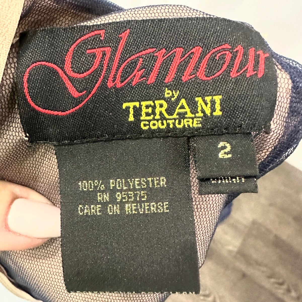 Glamour By Terani Couture Beaded Top Mesh Organza Ballgown Skirt Set