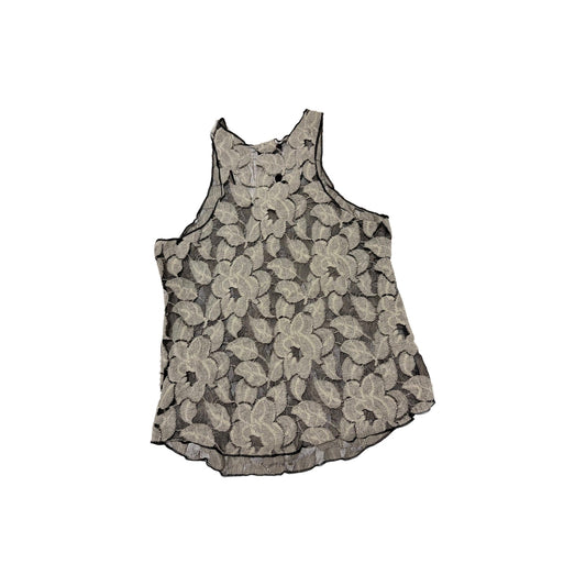 Leyendecker Floral Mesh Tank Top Black Beige Women's Size 0