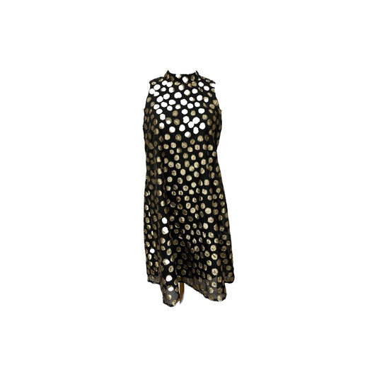 Signature by Robbie Bee Black Polka Dot Trapeze Dress