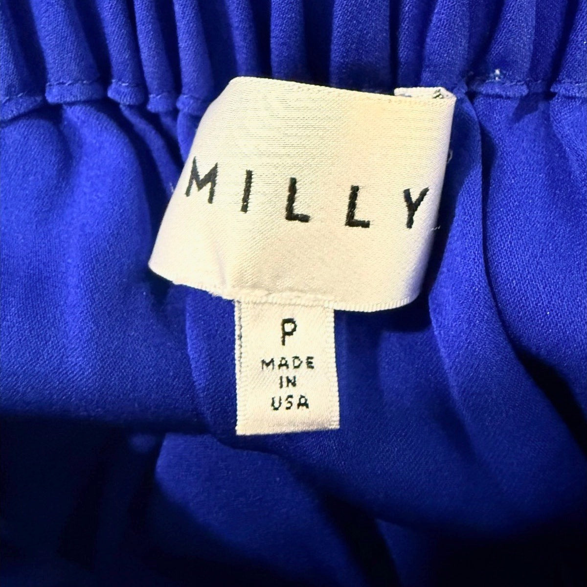 Milly Royal Blue Off-the-Shoulder Silk Mini Dress Blouson Sleeves Women's Size P