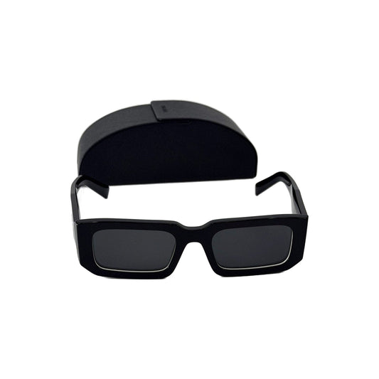 Prada Symbole SPR 06Y Black White Rectangle Sunglasses Dark Gray Women's 53-21