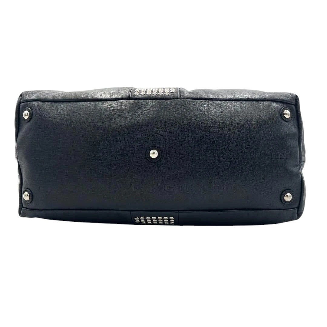 YSL Yves Saint Laurent Chevre Leather Rock Stud Large Easy Y Shoulder Bag Black