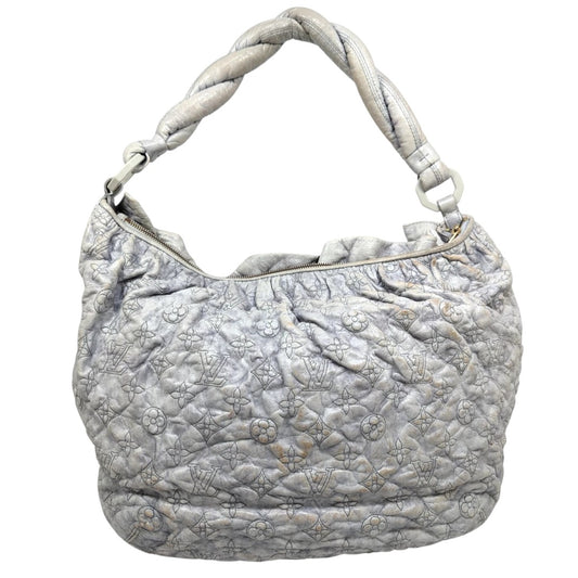 Louis Vuitton Olympe Hobo Shoulder Bag Grey Lambskin Leather Monogram