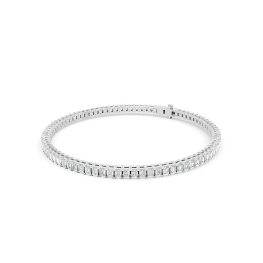 4.23 ctw Diamond Emerald Cut 14K White Gold Tennis Bracelet