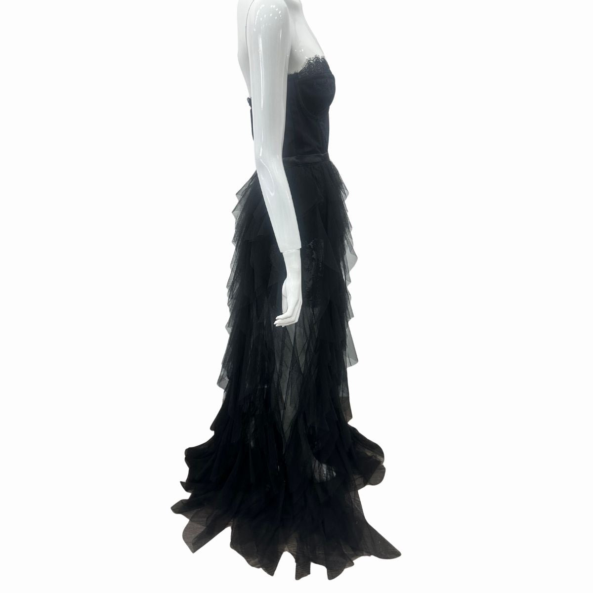 For Love & Lemons x Revolve Strapless Sheer Tulle Bustier Gown