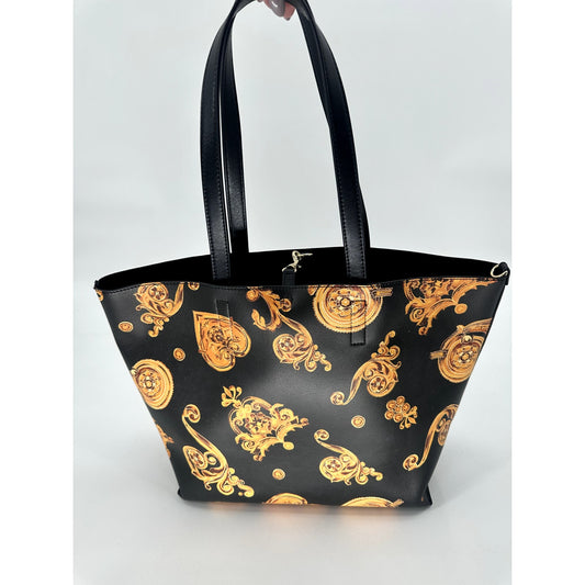 Versace Jeans Couture Faux Leather Graphic Print Reversible Tote Bag