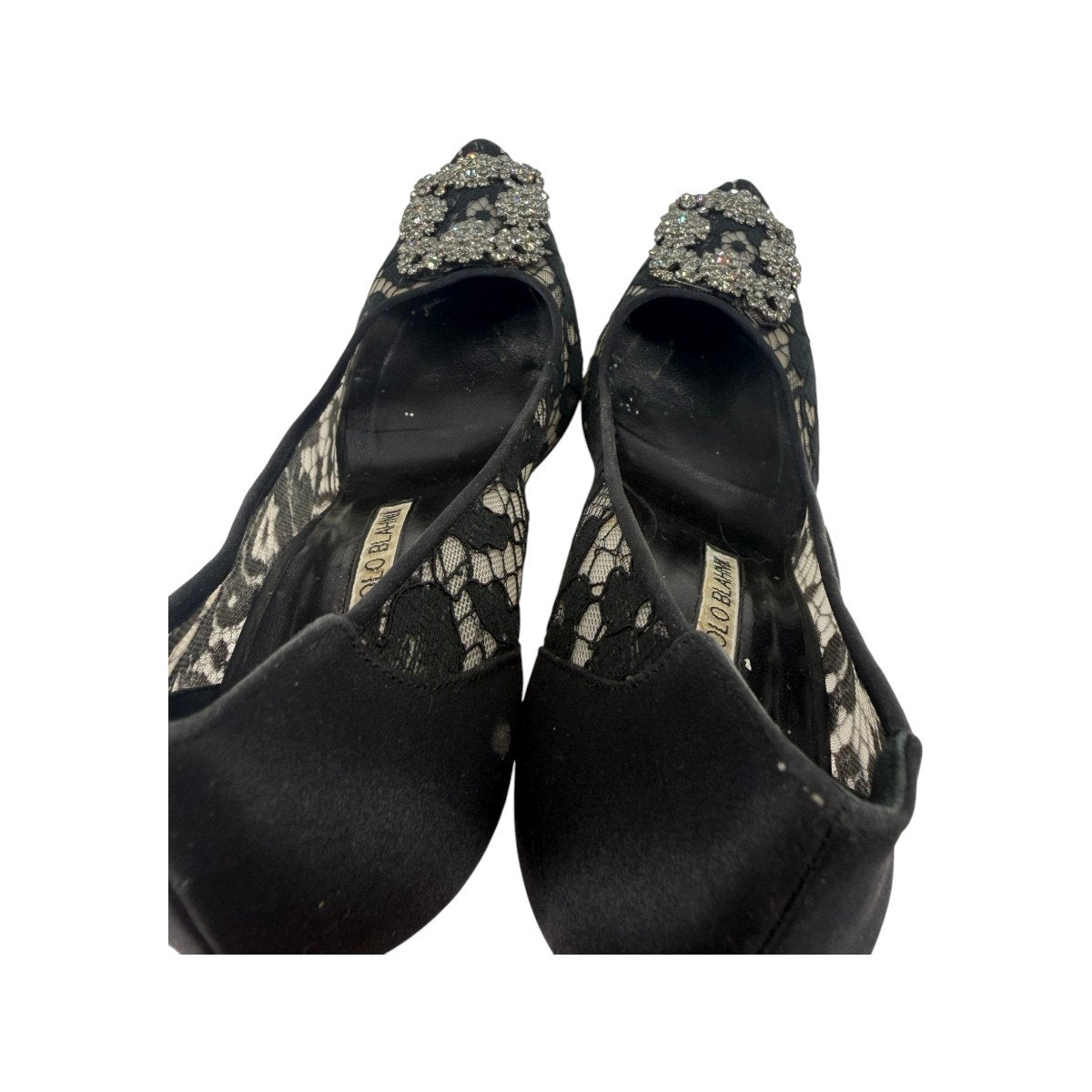 Manolo Blahnik Hangisi Lace Jewel Buckle Pumps Heels