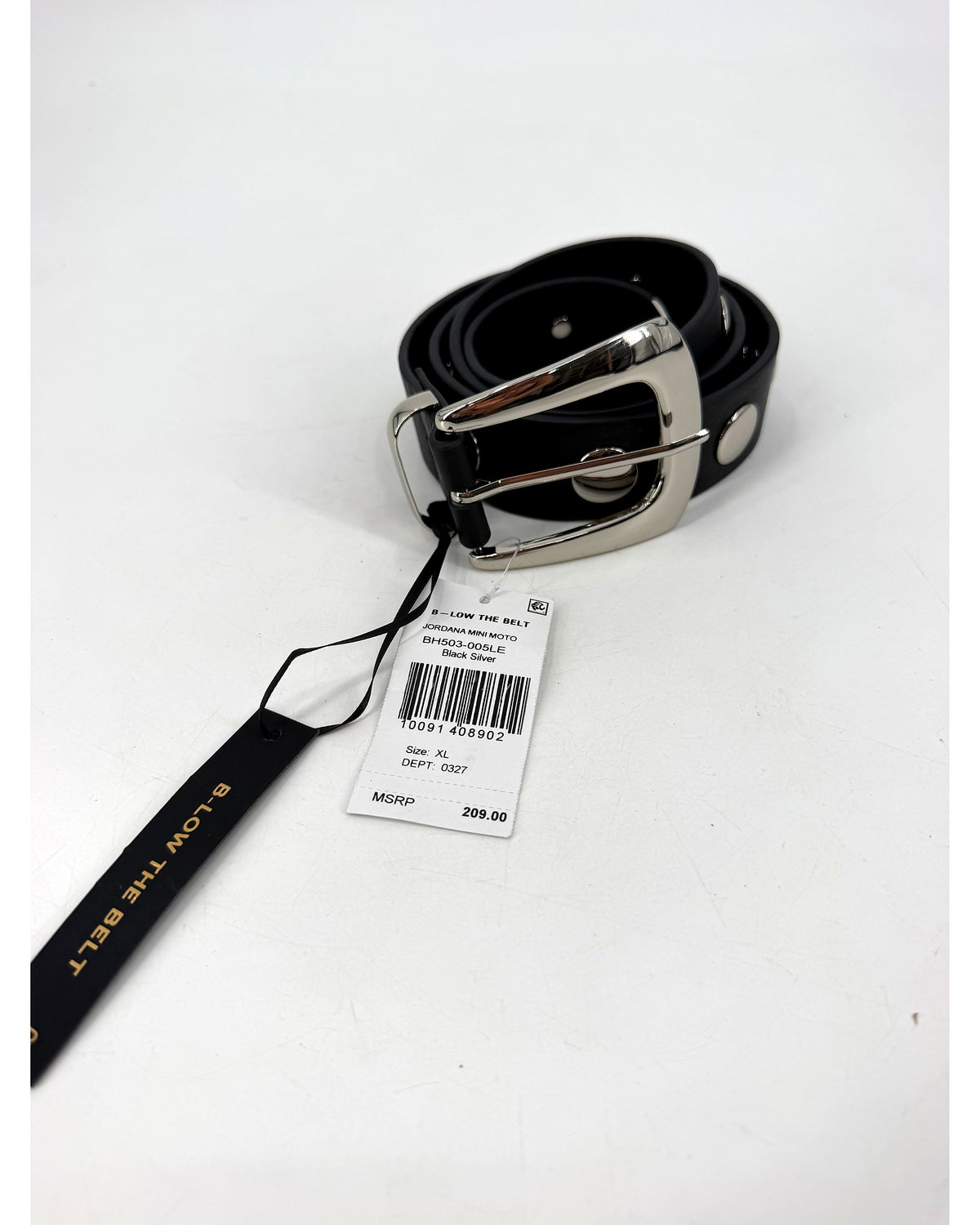 B-Low The Belt Jordana Mini Moto Studded Belt Black Silver XL