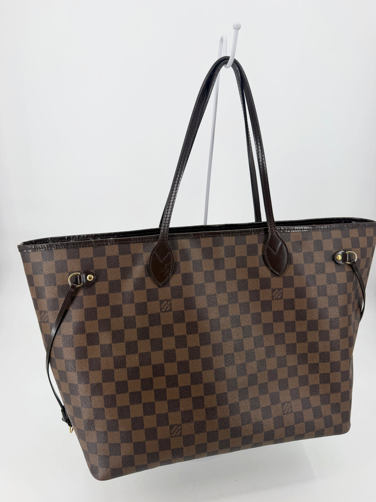 Louis Vuitton Damier Ebene Neverfull GM Tote Brown Red Interior