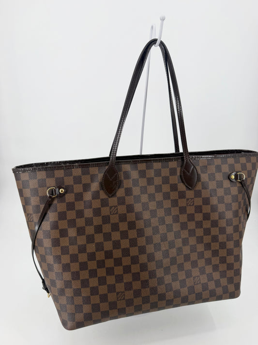 Louis Vuitton Damier Ebene Neverfull GM Tote Brown Red Interior