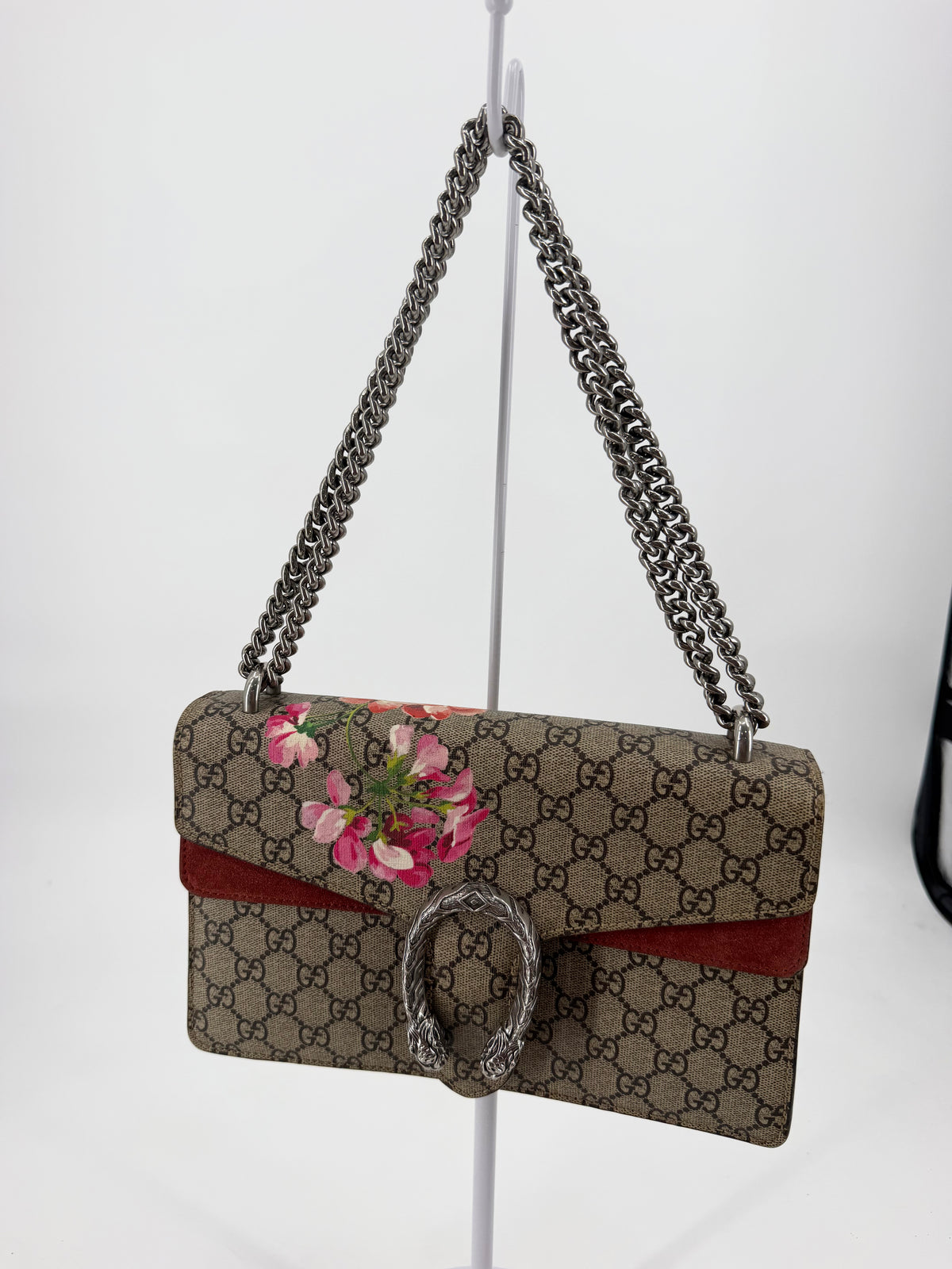 Gucci Dionysus GG Supreme Blooms Floral Shoulder Bag Red Suede