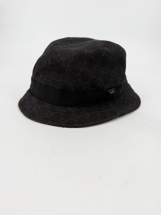Gucci GG Canvas Bucket Hat Black Brown Monogram