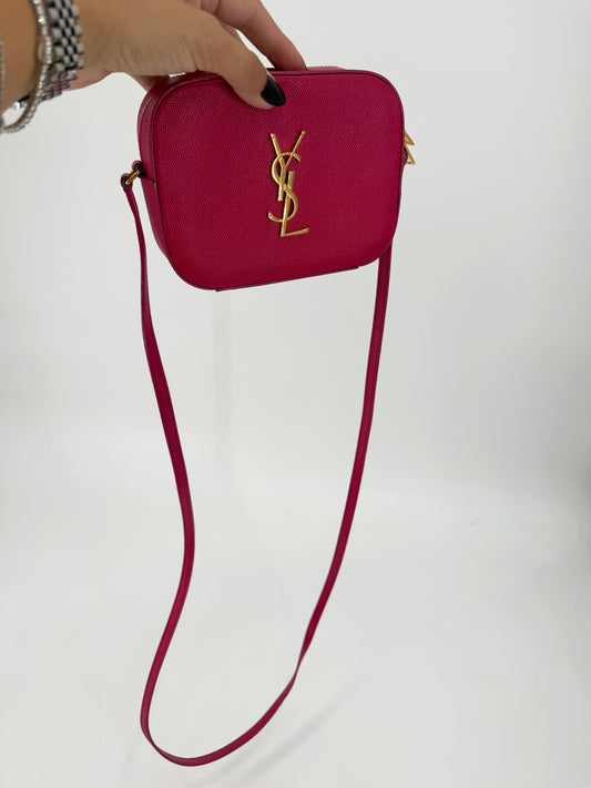 Saint Laurent Small Monogram Camera Bag Hot Pink Grain de Poudre Crossbody YSL