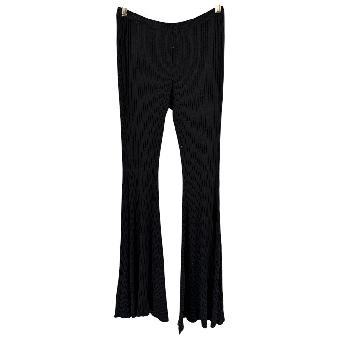 Promesa Black Ribbed Knit Bell Bottom Pull On Flare Pants
