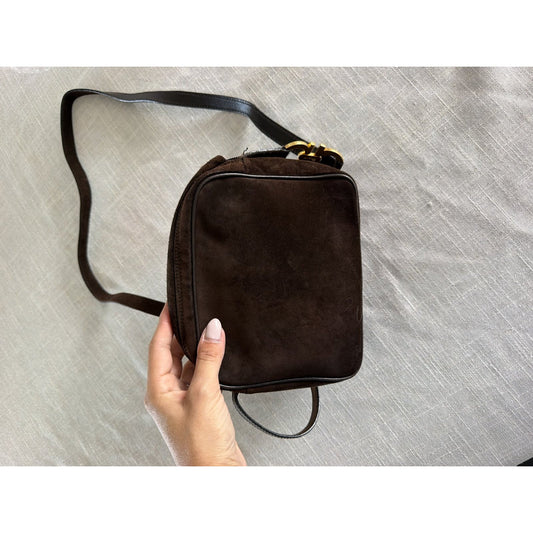 Salvatore Ferragamo Brown Suede Small Crossbody Shoulder Bag