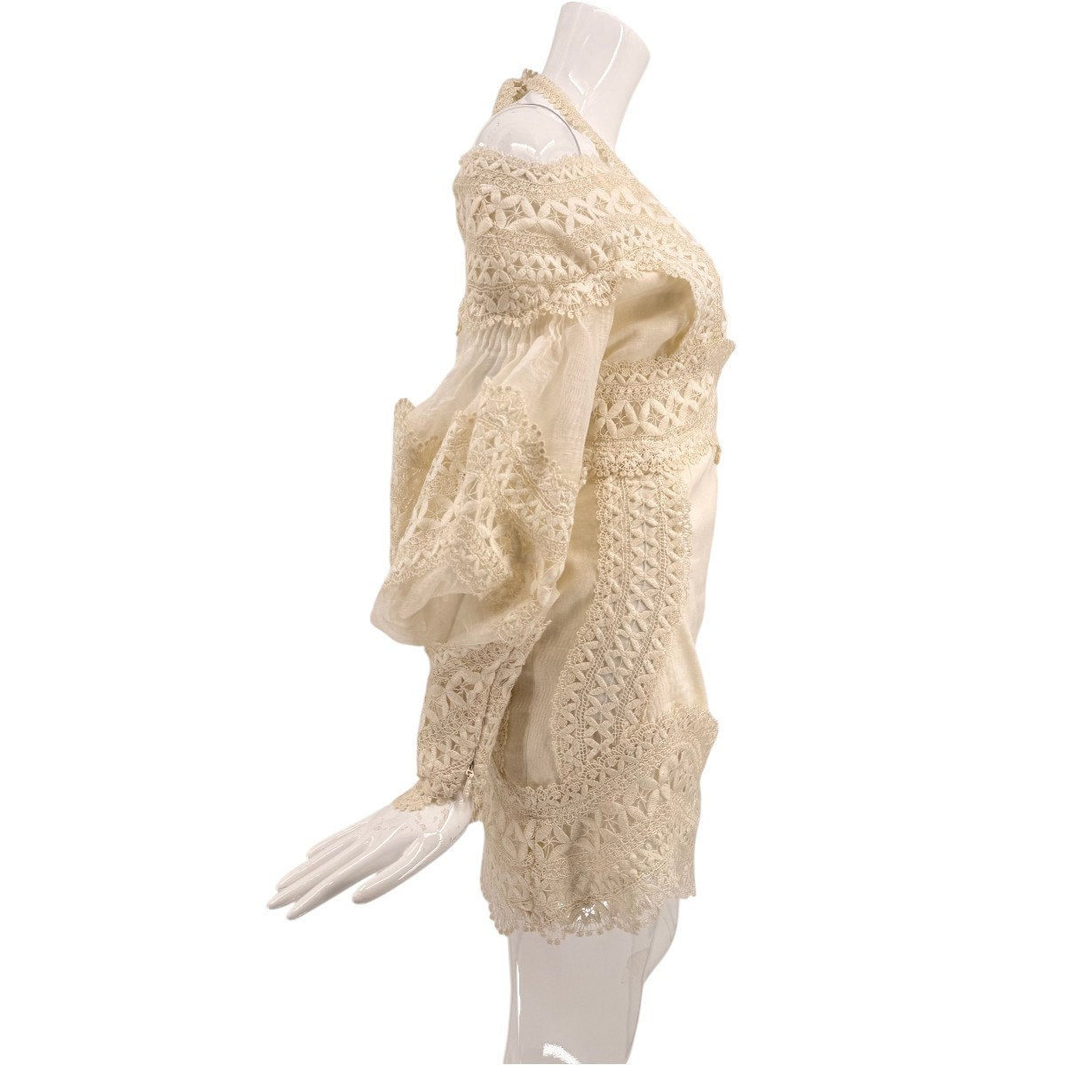 Zimmermann Postcard Embroidered Linen Silk Off Shoulder Mini Dress Cream Size 2